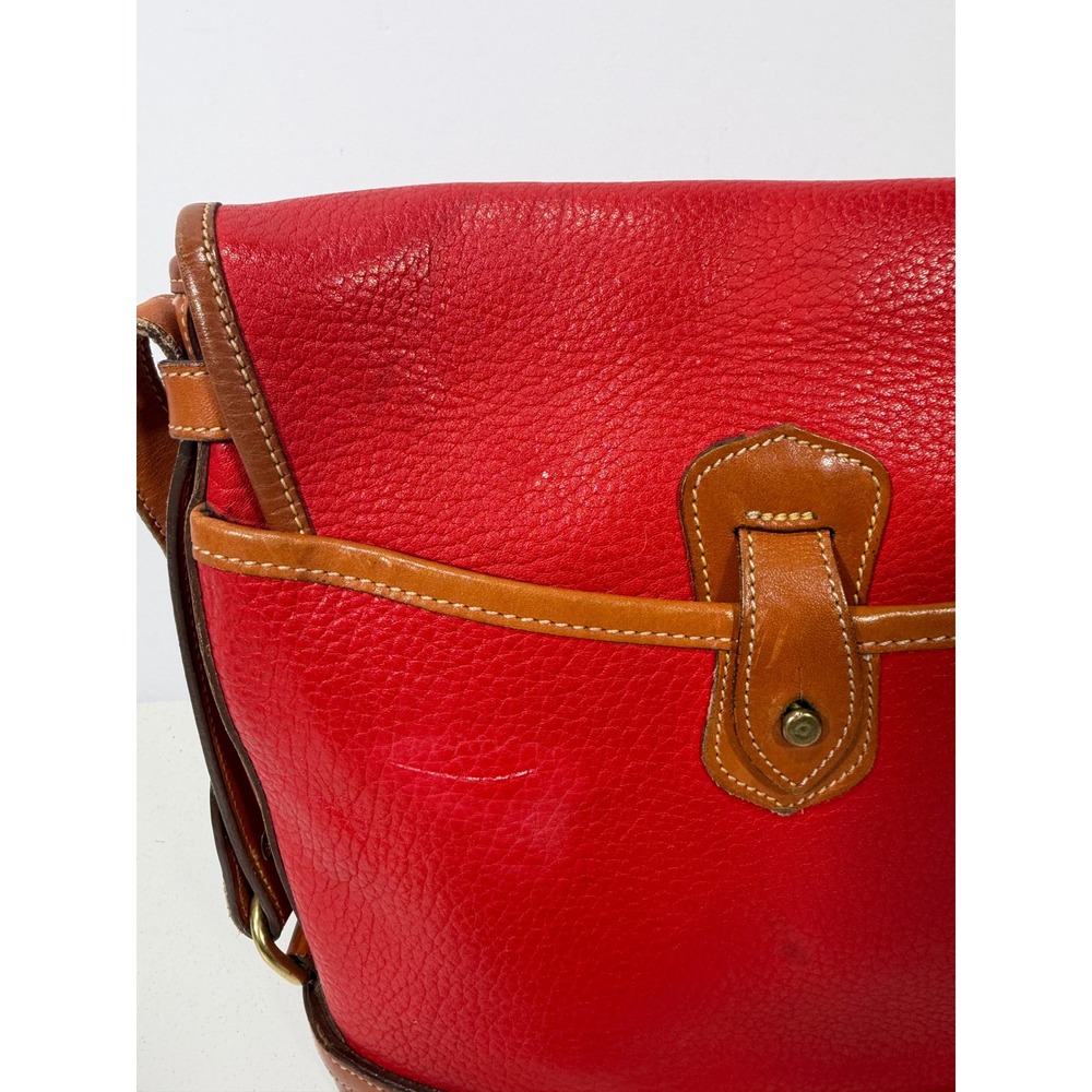 Dooney & Bourke Vintage All Weather Leather Crossbody Bag Red Tan USA Made - Picture 7 of 16